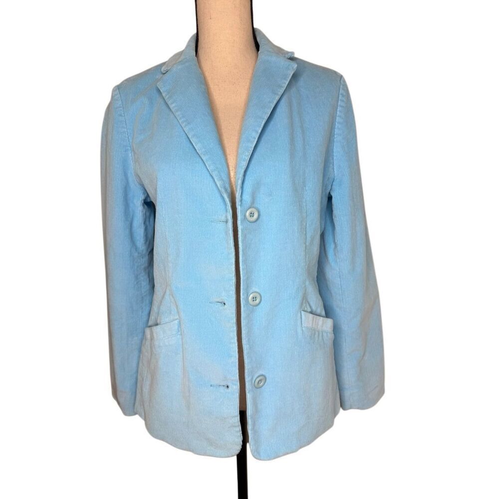 Vintage L.L. Bean Blue Corduroy Blazer Size 8 Classic, Y2K, Soft Girl, Preppy